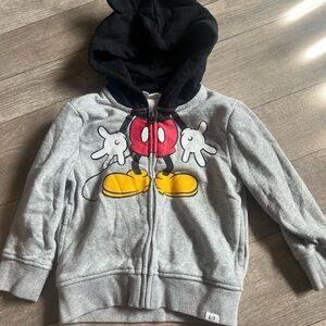 GAP Gray and Black Hoodie with Mickey Mouse Design